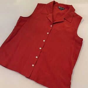 Monsoon Red Sleeveless Button-Down Silk Shirt - US 6